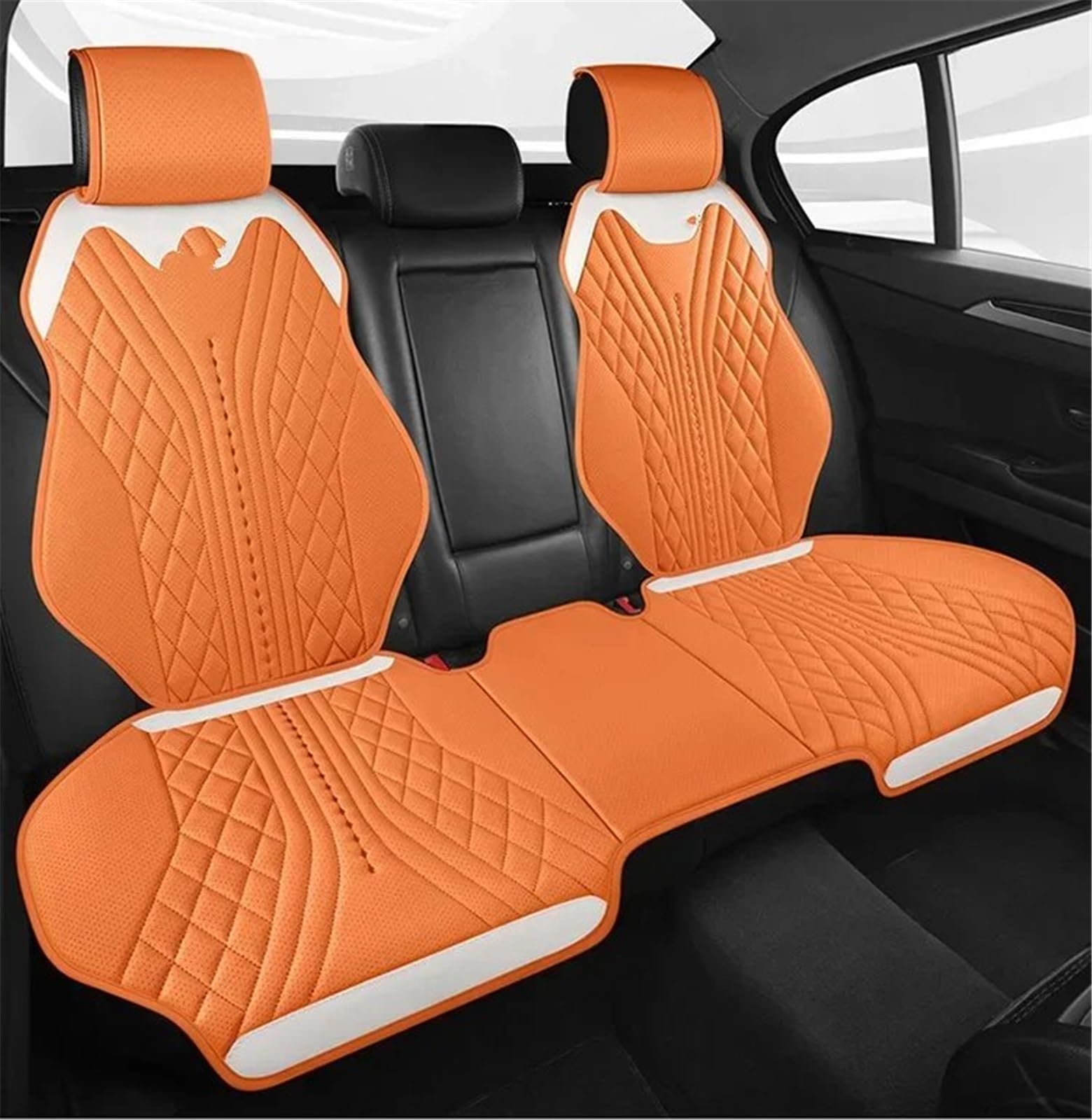 AXTAZS Auto Sitzbezügesets Universal Auto Sitz Abdeckung Atmungsaktive Pad Matte Auto Kissen Auto Vorne Hinten Sitz Abdeckung Automobil Innen Auto Sitz Schutz Pads(Orange,Rear) von AXTAZS