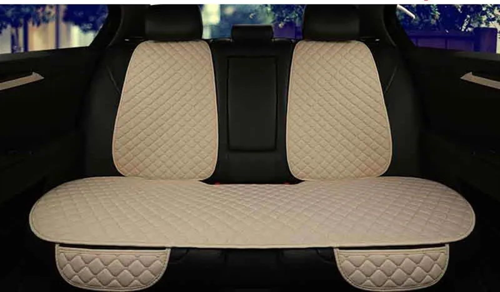 AXTAZS Auto Sitzbezügesets Universal Auto Sitz Abdeckung Schutz Vorne Hinten Zurück Kissen Schützen Pad Matte Rückenlehne Für Auto Innen Auto Sitzbezüge Schutz Auto Zubehör(Beige,1pc Rear) von AXTAZS