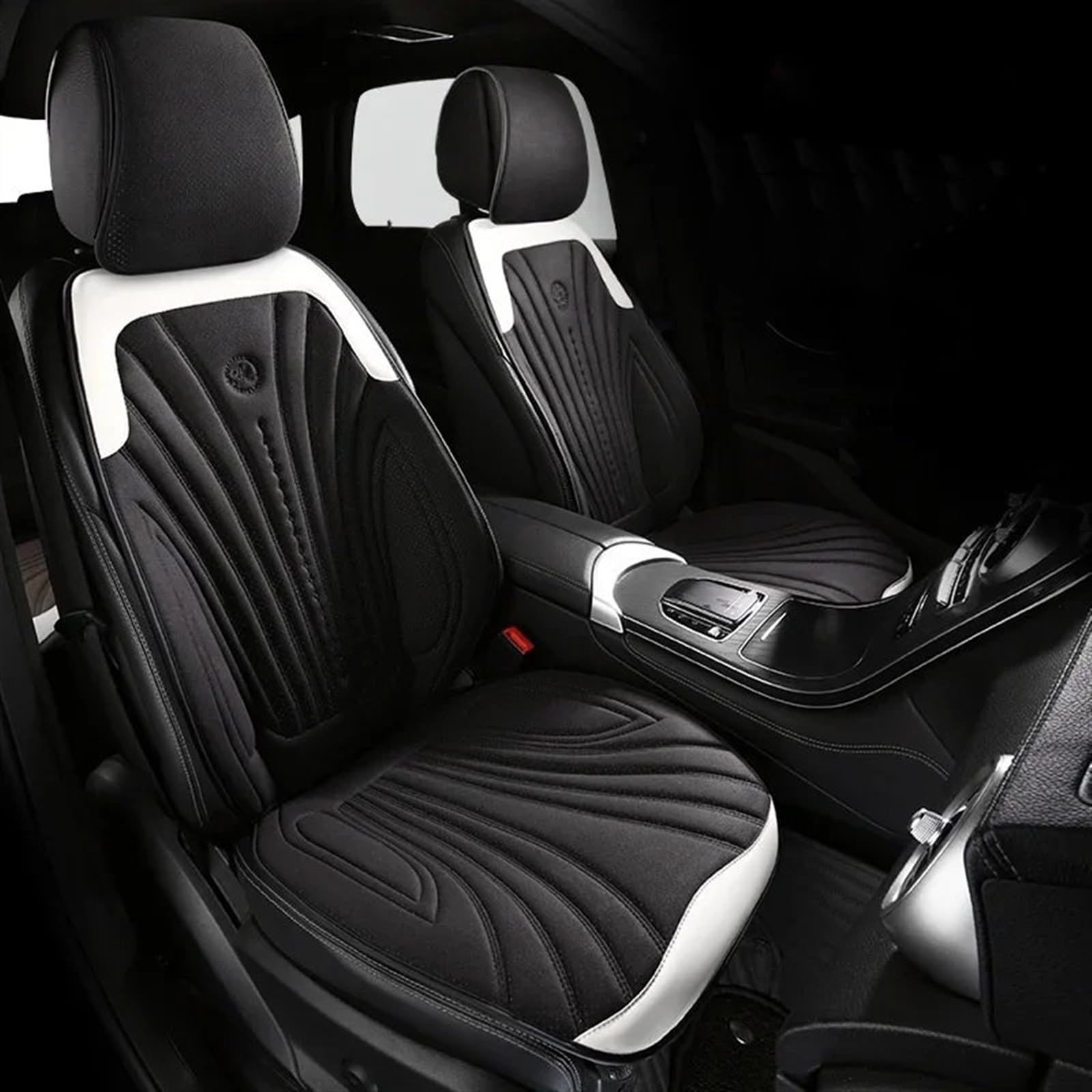 AXTAZS Auto Sitzbezügesets Universal Auto Sitzbezüge Atmungsaktive Sitzkissen Auto Stuhl Matte Schutz Dekoration Vier Jahreszeiten Auto Vorne/hinten Sitz Abdeckung(Black and White,2X Front Seats) von AXTAZS