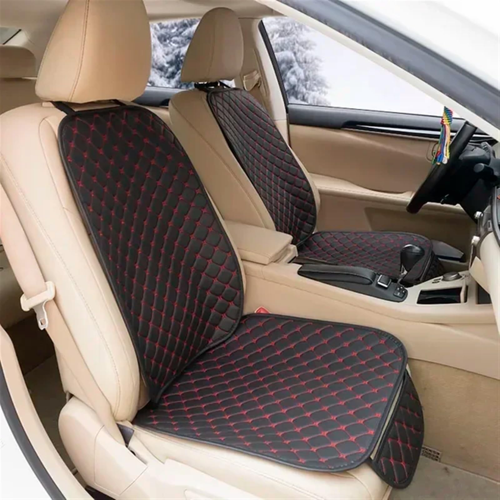 AXTAZS Auto Sitzbezügesets Universal Auto Sitzbezüge Set Vier Jahreszeiten Vorne Hinten Seat Protector Auto Sitzkissen Pad Matte Auto Innen Zubehör(Red,Front backrest) von AXTAZS