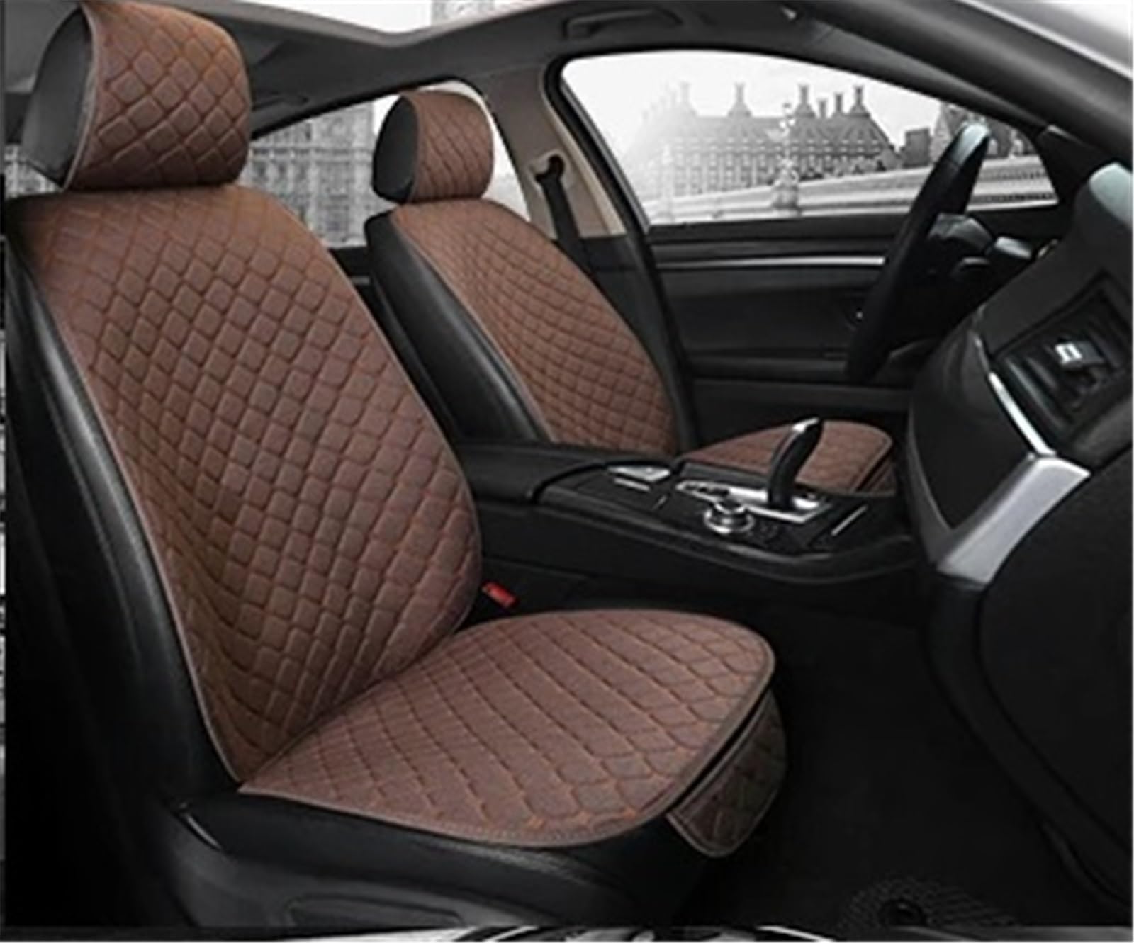 AXTAZS Auto Sitzbezügesets Universal Auto Sitzbezug Auto Sitzkissen Matte Automobil Auto Seat Protector Auto Zubehör Auto Vollen Satz Sitz Schutz Kissen Pad(Brown) von AXTAZS