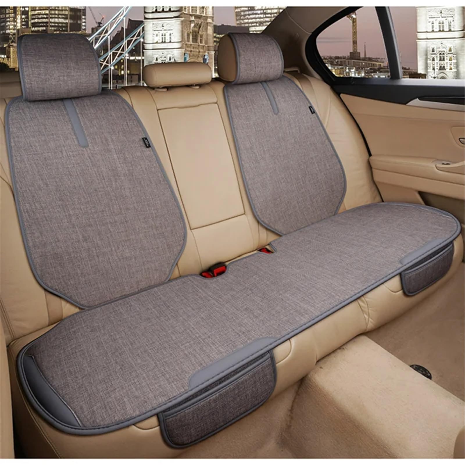 AXTAZS Auto Sitzbezügesets Universal Auto Sitzbezug Kissen Automotive Seat Protector Kissen Auto Sitz Pad Auto Vorne Hinten Sitz Abdeckung Automobil Innen(Gray,Rear) von AXTAZS