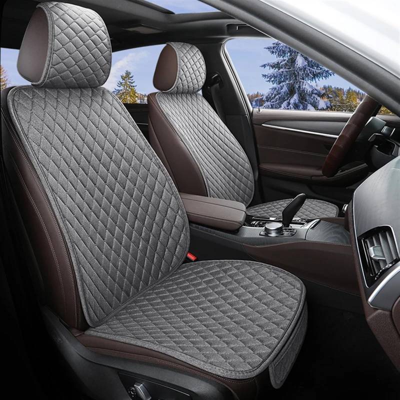 AXTAZS Auto Sitzbezügesets Universal Auto Sitzbezug Protector Leinen Vorne Hinten Zurück Kissen Schützen Pad Matte Rückenlehne Für Auto Innen LKW SUV Van Automobil Innen(Gray,Single Front seat) von AXTAZS