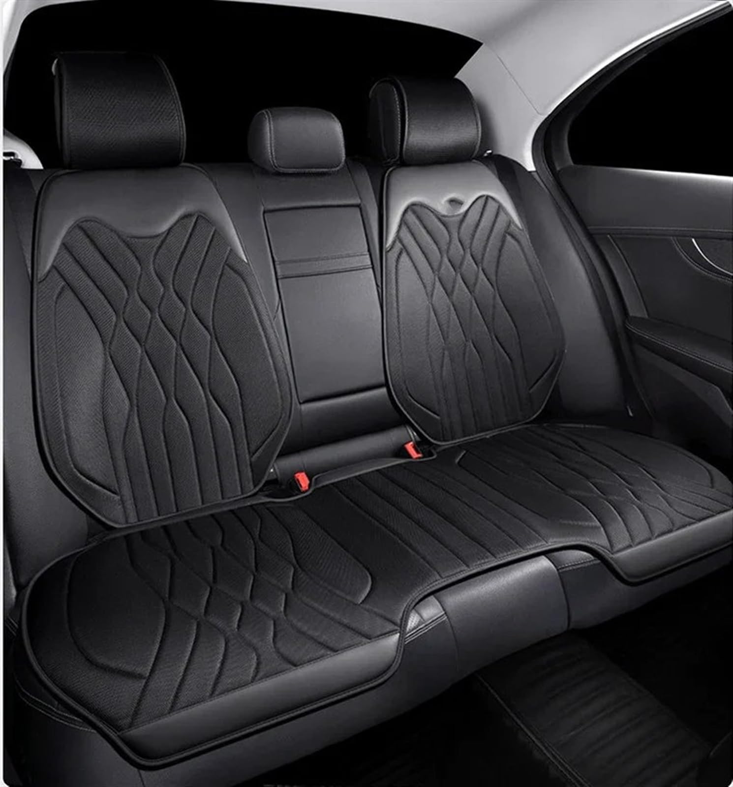 AXTAZS Auto Sitzbezügesets Universal Auto Sitzkissen Pad Nette Sitzbezüge Atmungsaktive Schlanke Auto Stuhl Matte Vier Jahreszeiten Auto Vorne/hinten Sitz Abdeckung Auto Zubehör(Black,1pc Rear pad) von AXTAZS