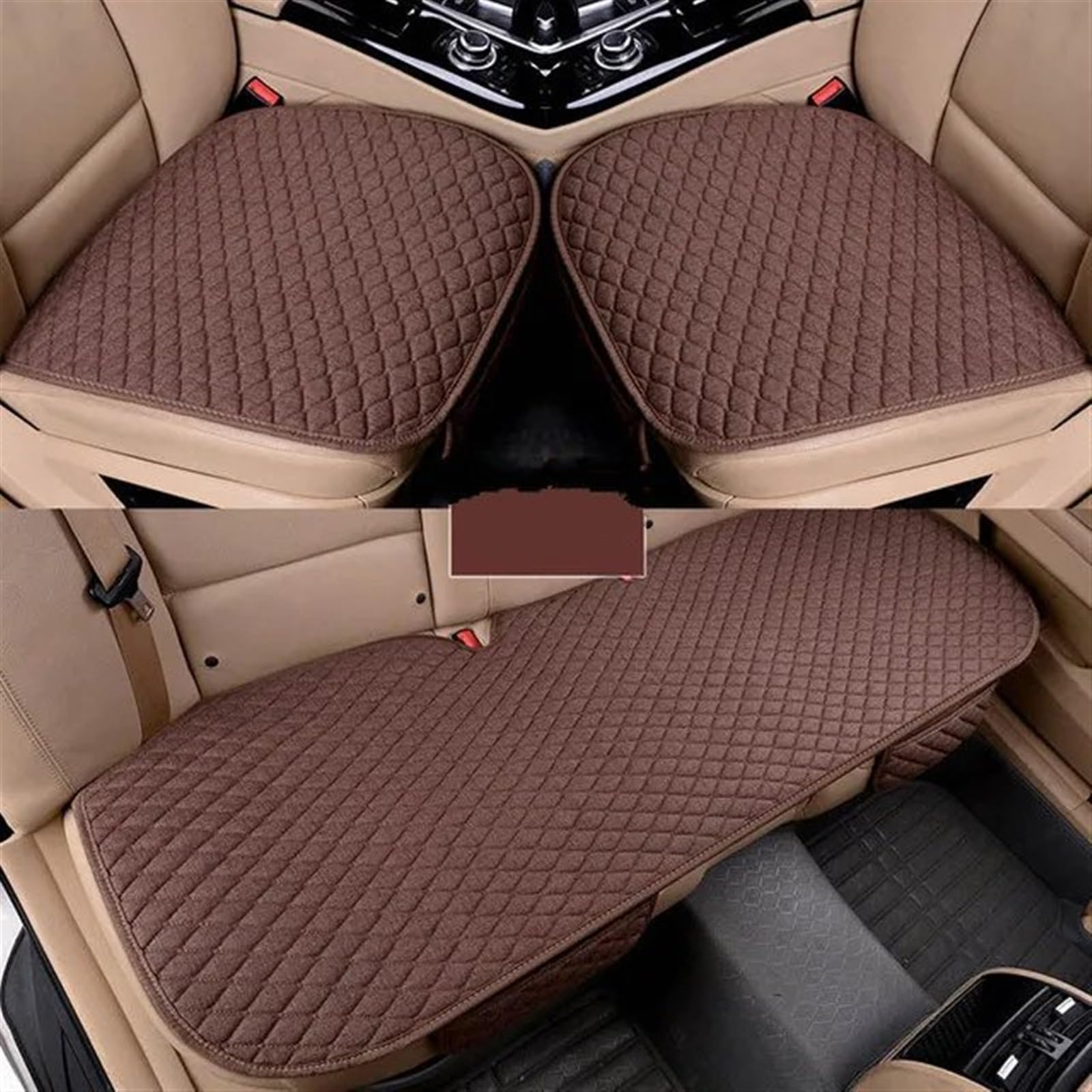 AXTAZS Auto Sitzbezügesets Universal Autositzbezug Für Four Seasons Vorne Hinten Kissen Atmungsaktive Schutzmatte Pad Autozubehör Kissen Sitzbezug Autozubehör(Brown,Full Set) von AXTAZS