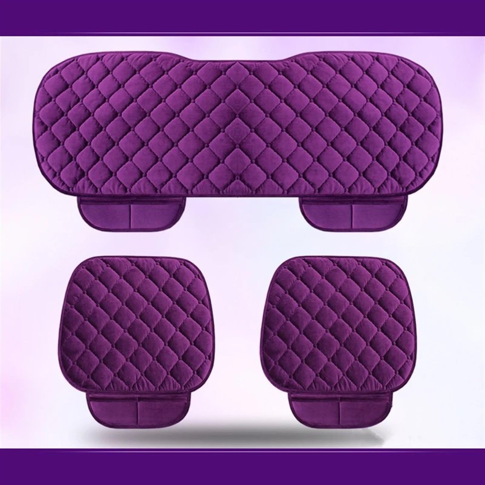 AXTAZS Auto Sitzbezügesets Universal-Autositzkissen, Dreiteiliges Set, Stuhlkissen, Auto-Innensitzbezug, Pad-Matte, Passend Für Auto, Fahrzeug, Autozubehör, Autositzkissen(Purple) von AXTAZS