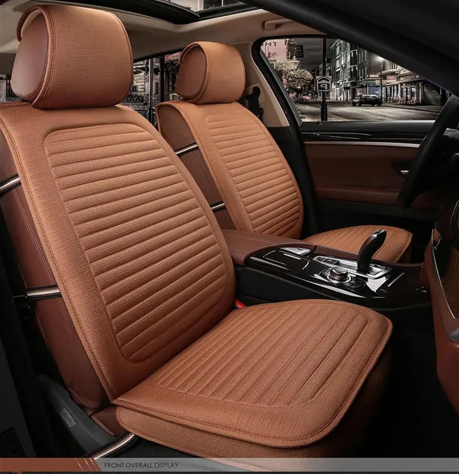 AXTAZS Auto Sitzbezügesets Universelles All-Inclusive-Autokissen The Four Seasons Mit Komfort Und Atmungsaktivität Rund Um Den Seat C. Auto-Komplettset Mit Sitzschutzkissen(Brown) von AXTAZS