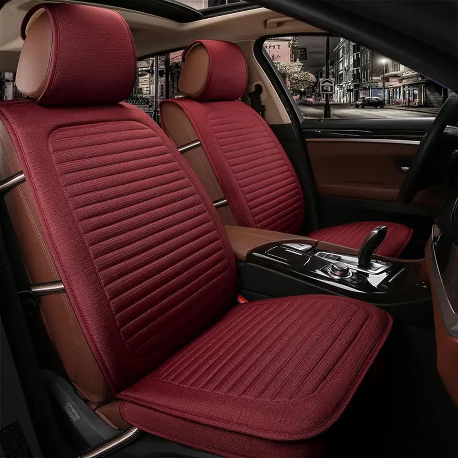 AXTAZS Auto Sitzbezügesets Universelles All-Inclusive-Autokissen The Four Seasons Mit Komfort Und Atmungsaktivität Rund Um Den Seat C. Auto-Komplettset Mit Sitzschutzkissen(Red) von AXTAZS