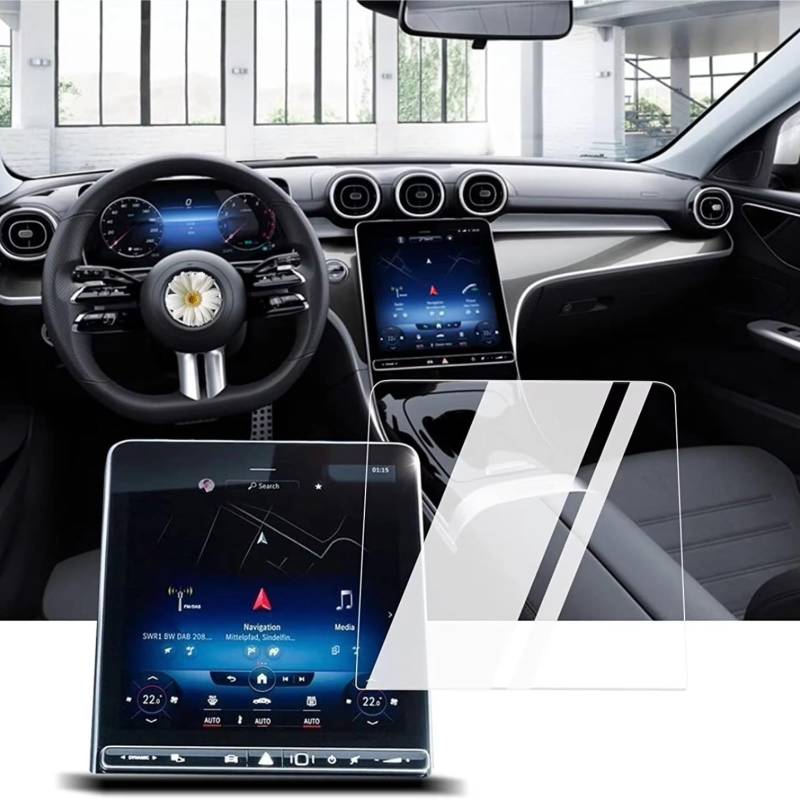 AXTAZS Kompatibel Mit Benz Für C-Class 2022 2023, Auto-Infotainment, GPS-Navigationsdisplay Und Instrumenten-Displayschutz Aus Gehärtetem Glas Displayschutzfolien GPS(GPS) von AXTAZS