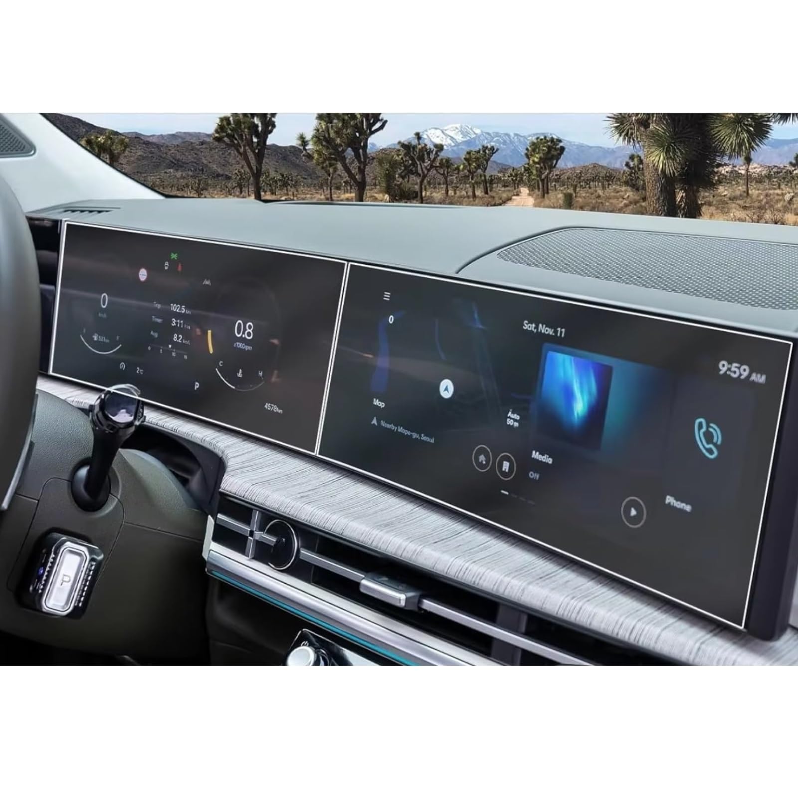 AXTAZS Kompatibel Mit Hyundai Für Santa Fe 2024 Auto 12,3 Zoll GPS-Navigation Und Armaturenbrett Displayschutzfolie Aus Gehärtetem Glas Displayschutzfolien GPS von AXTAZS