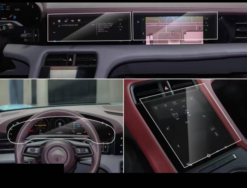 AXTAZS Kompatibel Mit Porsche Für Taycan 2020 2021 2022, Auto-LCD-GPS-Navigation, Gehärtetes Glas Und Armaturenbrett-Displayschutzfolie Displayschutzfolien GPS(4pcs) von AXTAZS