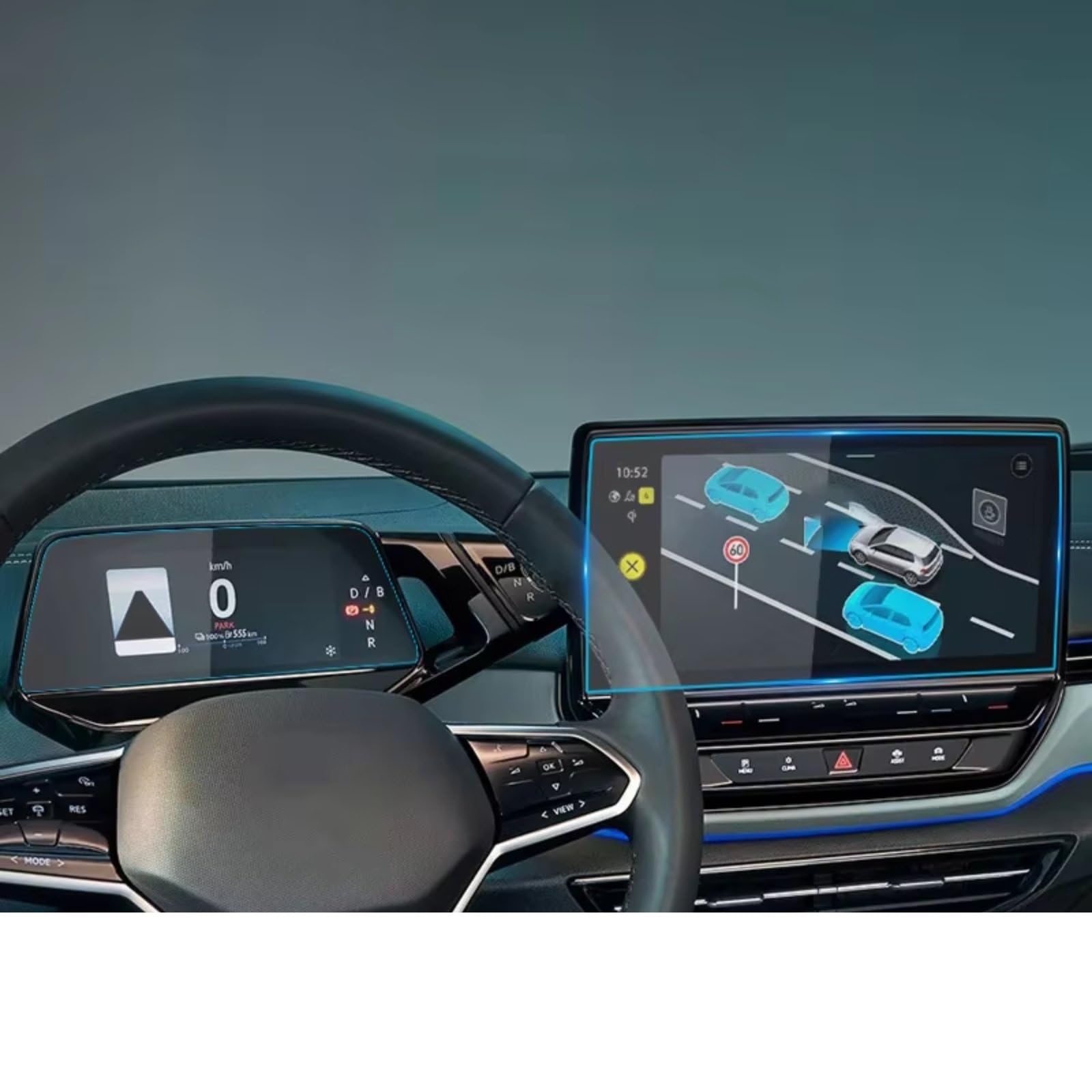 AXTAZS Kompatibel Mit VW Für ID4 2022, Autozubehör, Displayschutzfolie, 12-Zoll-GPS-Navigation Und 5,3-Zoll-Armaturenbrett Aus Gehärtetem Glas Displayschutzfolien GPS(1 Set) von AXTAZS