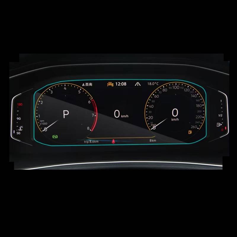 AXTAZS Kompatibel Mit VW Für T-Cross 2021 2022, Auto-Infotainment, GPS-Navigation Und Instrumentenbildschirm, Schutzfolie Aus Gehärtetem Glas Displayschutzfolien GPS(Dashboard) von AXTAZS