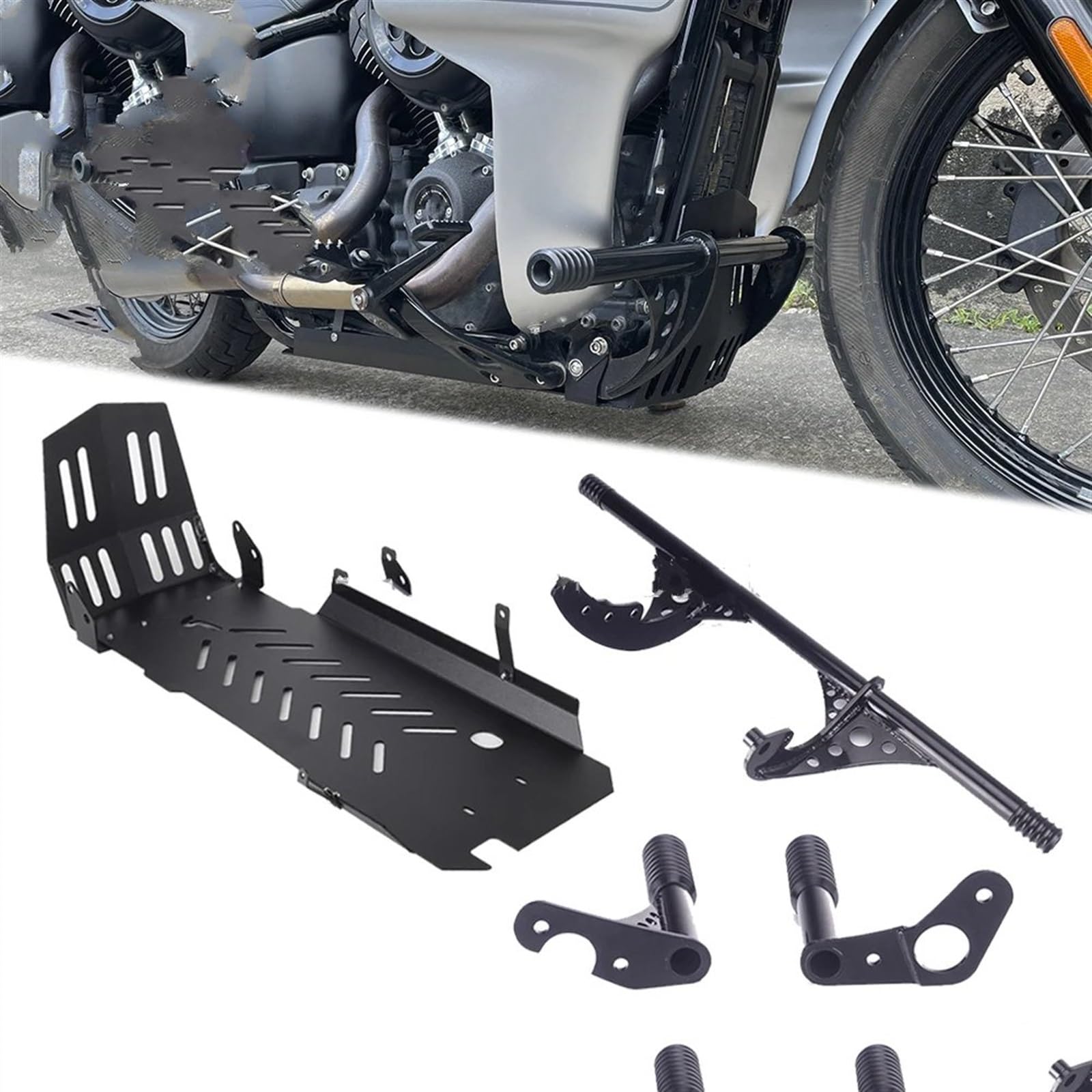 AXTAZS Motorschutz Crash Bar Kompatibel Mit Low Rider Für EL Für Diablo Für FXRST 2022 2023 Motorrad-Unterfahrschutz, Chassis-Schutzabdeckung, Motorschutz, Rahmenschieber, Sturzbügel(1 Set) von AXTAZS