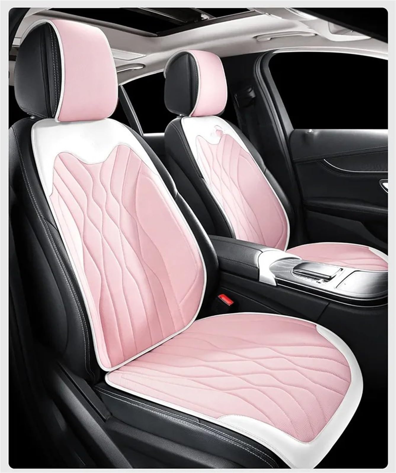 Auto Sitzbezügesets Universal Auto Sitzkissen Pad Nette Sitzbezüge Atmungsaktive Schlanke Auto Stuhl Matte Vier Jahreszeiten Auto Vorne/hinten Sitz Abdeckung Auto Zubehör(Pink,2pc front seat pad) von AXTAZS