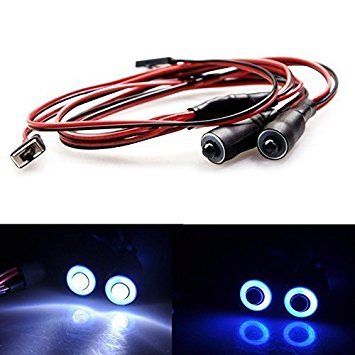 10mm 2Lights Engel Eyes & Demon Eyes Light Scheinwerfer Rücklicht für 1/10 RC Auto (Blau + Weiß) von AXspeed