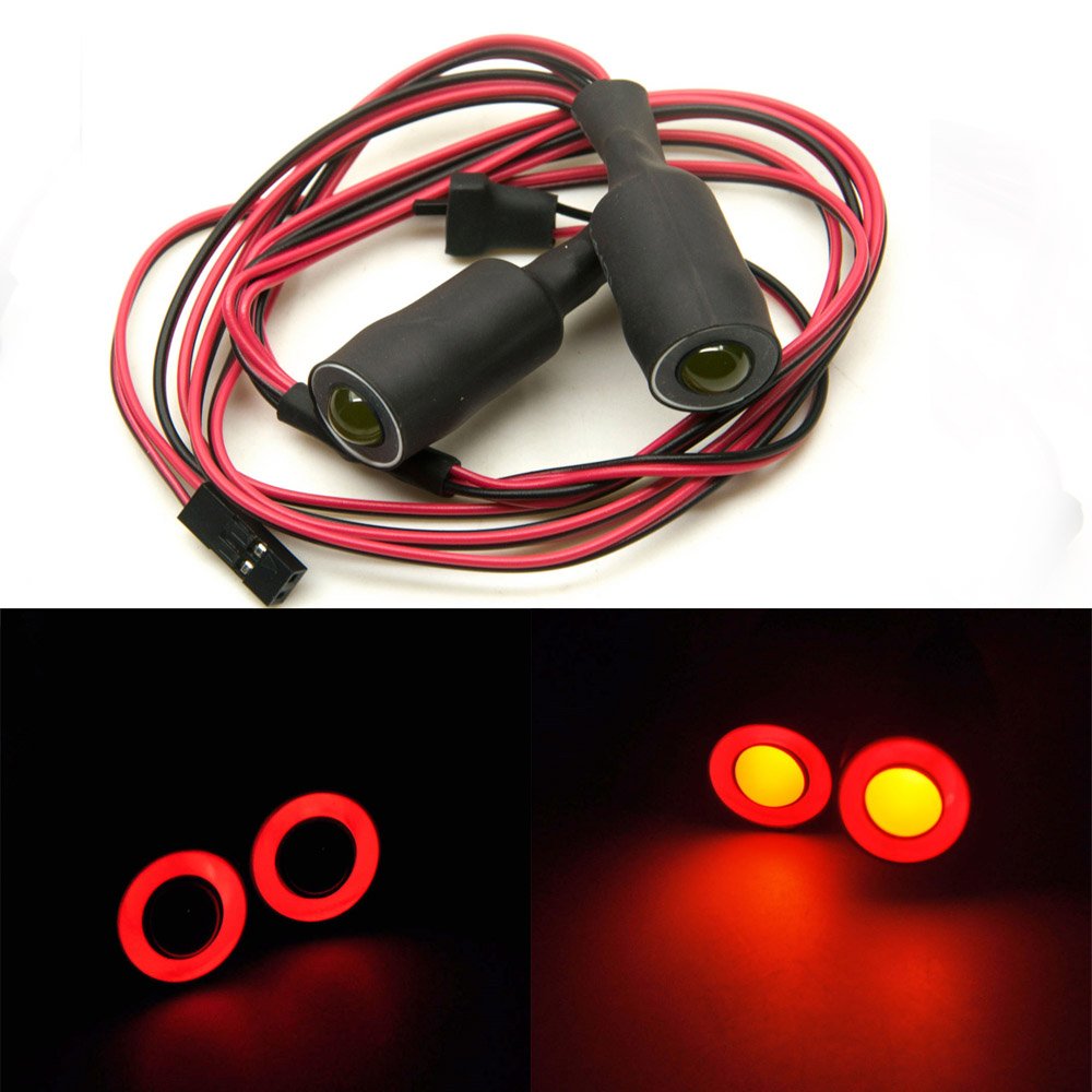 AXspeed 13mm Engel Eyes & Demon Eyes Light Scheinwerfer Rücklicht für 1/10 RC Auto (Rot + Gelb) von AXspeed