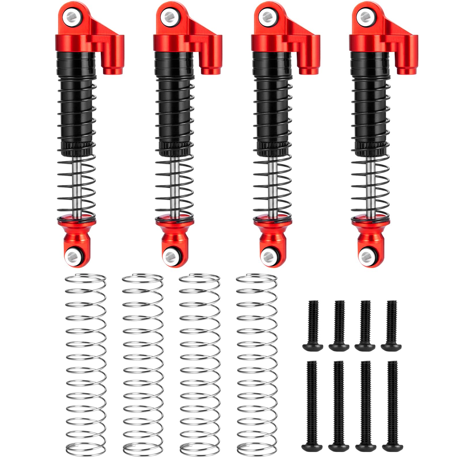 AXspeed für TRX4M Shock Kits 62mm Einstellbarer Langer Stoßdämpfer für TRX4-M Bronco Defender 1/18 RC Crawler Car Upgrade(Rot) von AXspeed