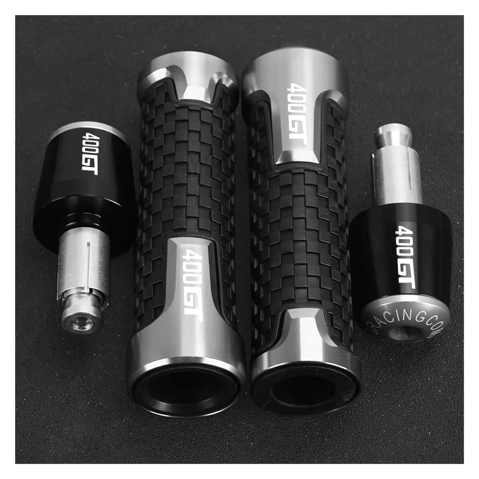 Bike Lenker Griffe Für CFMOTO CF Moto 400GT 650GT 400 650 GT 2018-2022 2023 2024 Motorrad-Lenkergriff-Enden Gewichte Anti-Vibrations-Schalldämpfer-Stecker(B Sliver Sliver Set) von AYCATICUNT