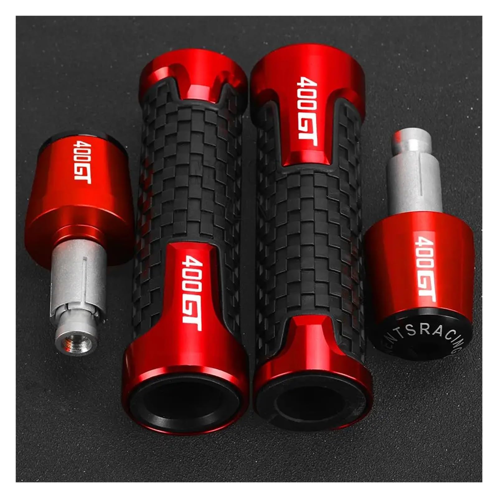 Bike Lenker Griffe Für CFMOTO CF Moto 400GT 650GT 400 650 GT 2018-2022 2023 2024 Motorrad-Lenkergriff-Enden Gewichte Anti-Vibrations-Schalldämpfer-Stecker(B red Black Set) von AYCATICUNT