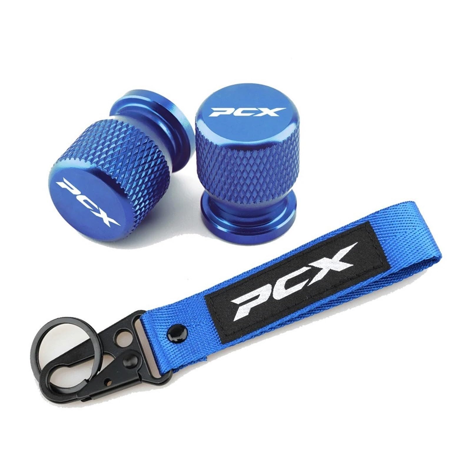 Reifenventilabdeckung Für Hon@&da PCX125 PCX150 PCX160 2010-2023 Motorcyle CNC Aluminium Zubehör Rad Reifen Ventilkappen Reifen Air Port Abdeckung Keychain(1 Set Blue) von AYCATICUNT