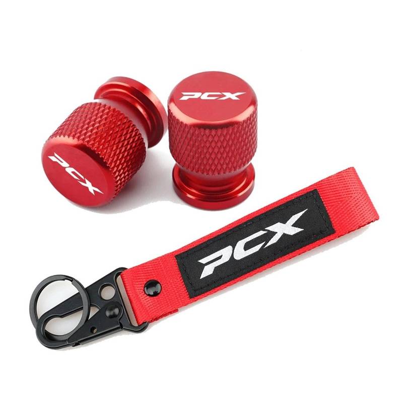 Reifenventilabdeckung Für Hon@&da PCX125 PCX150 PCX160 2010-2023 Motorcyle CNC Aluminium Zubehör Rad Reifen Ventilkappen Reifen Air Port Abdeckung Keychain(1 Set Red) von AYCATICUNT