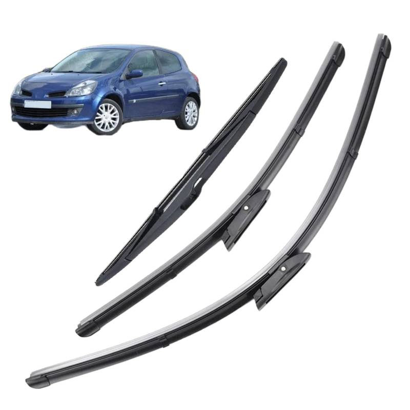 Scheibenwischer Scheibenwischerblätter Vorne Und Hinten Für Renault Clio MK 3 Schrägheck 2005–2012, 24"+16"+14" Scheibenwischerblätter von AYFES