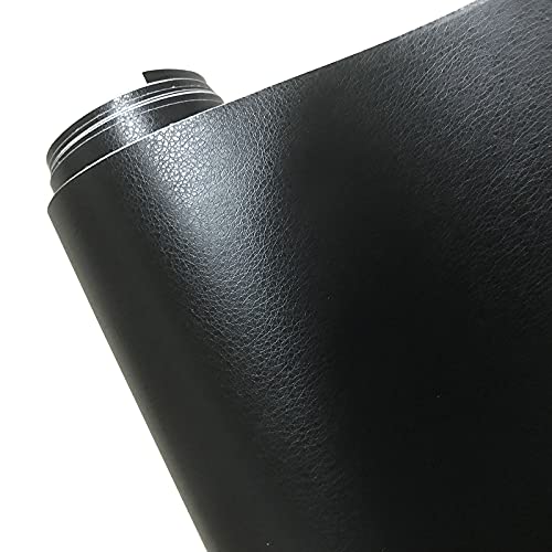 Auto Folie,Auto Folierung Schwarzes Ledermuster PVC-Klebstoff-Vinyl-Film-Aufkleber für Auto-Karosserie-Innen-Dekoration Vinyl-Wrap-Auto-Leder-Film(Black,10cm x 152cm) von AYKANING