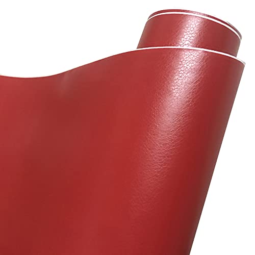 Auto Folie,Auto Folierung Schwarzes Ledermuster PVC-Klebstoff-Vinyl-Film-Aufkleber für Auto-Karosserie-Innen-Dekoration Vinyl-Wrap-Auto-Leder-Film(Red,10cm x 152cm) von AYKANING