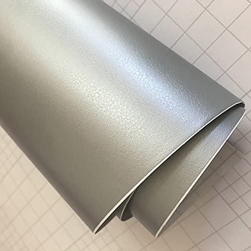 Auto Folie,Auto Folierung Schwarzes Ledermuster PVC-Klebstoff-Vinyl-Film-Aufkleber für Auto-Karosserie-Innen-Dekoration Vinyl-Wrap-Auto-Leder-Film(Silver,10cm x 152cm) von AYKANING