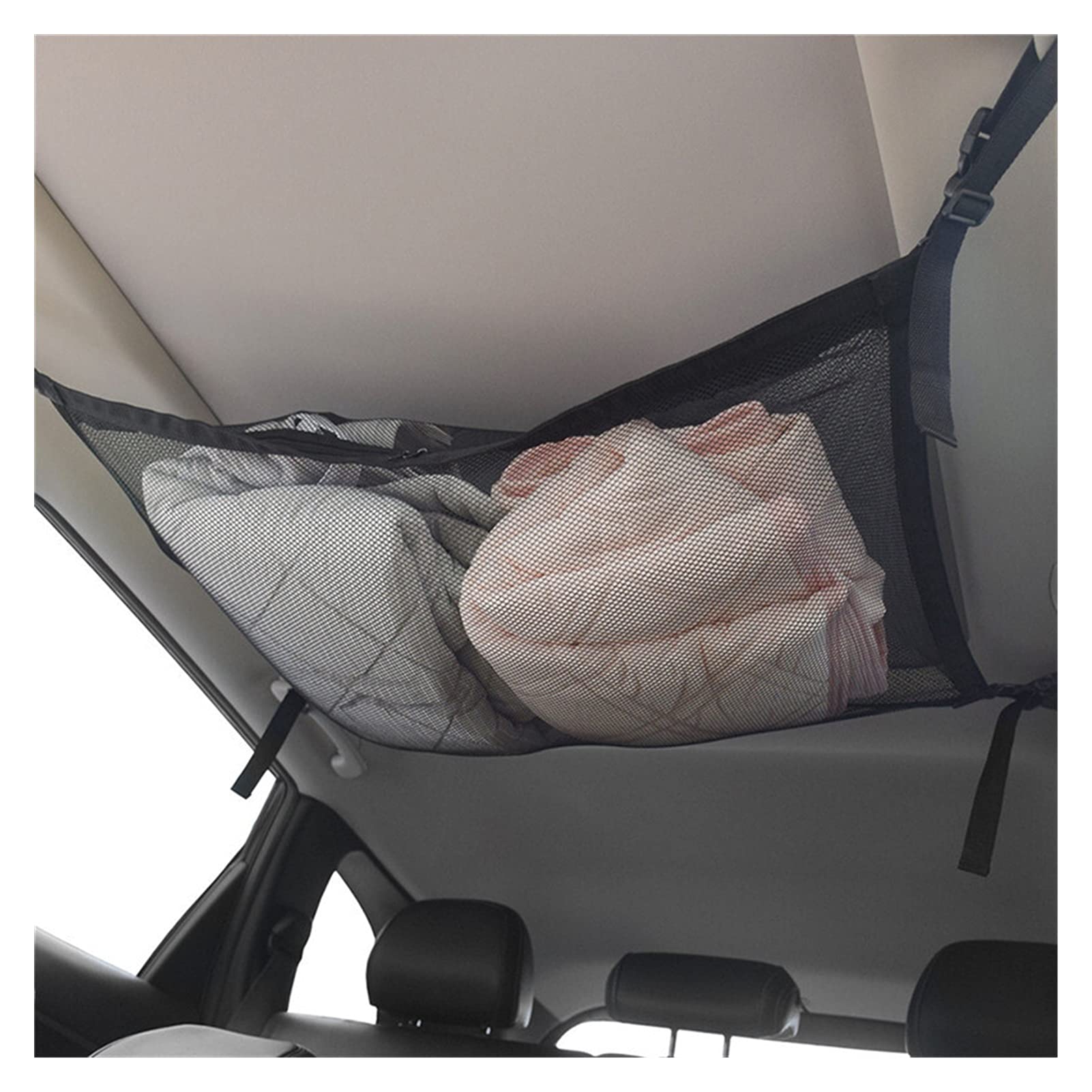 GepäCknetz Autodach,Auto Netz Dachhimmel Auto Deckenmütze Aufbewahrungstasche Auto Dach Interieur Cargo Universal Net Bag Mit Reißverschluss Atmungsaktive Einstellbare Sonnenkarten Aufbewahrungstasche von AYKANING