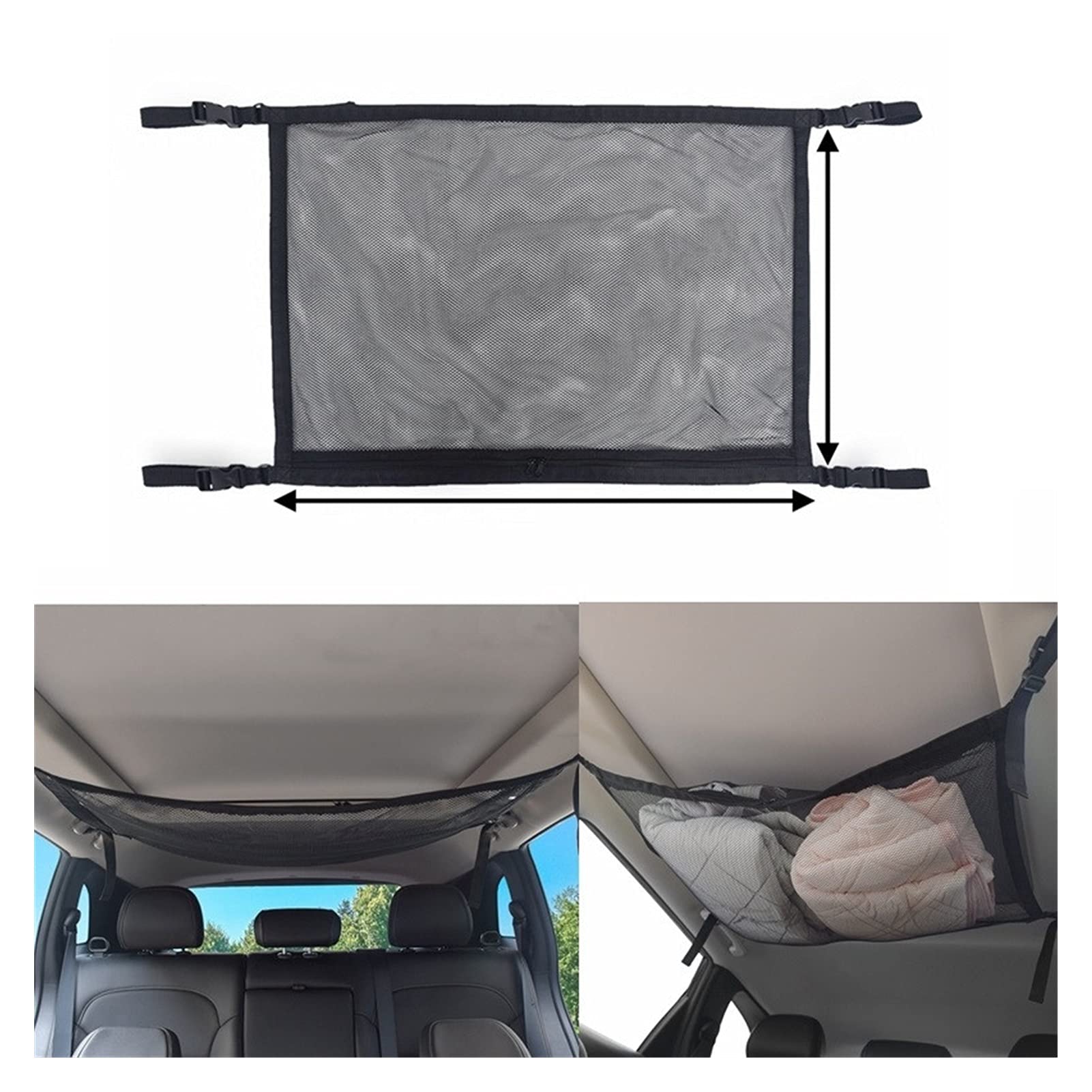 GepäCknetz Autodach,Auto Netz Dachhimmel Portable The Universal Car Decken Dach Innennetz Tasche Cargo Net Reißverschluss Aufbewahrungstasche Steigung Aufräumen(1) von AYKANING