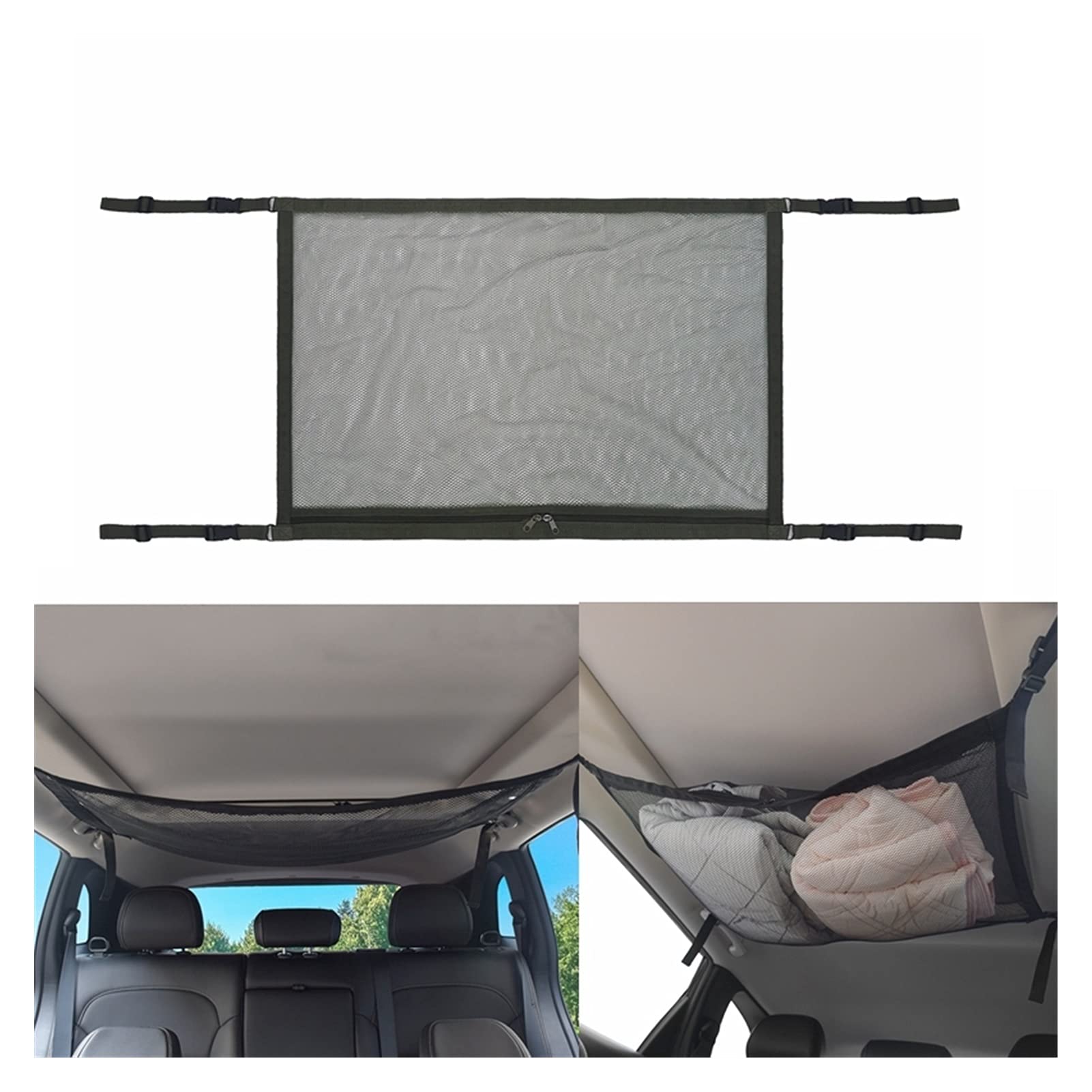 GepäCknetz Autodach,Auto Netz Dachhimmel Portable The Universal Car Decken Dach Innennetz Tasche Cargo Net Reißverschluss Aufbewahrungstasche Steigung Aufräumen(2) von AYKANING