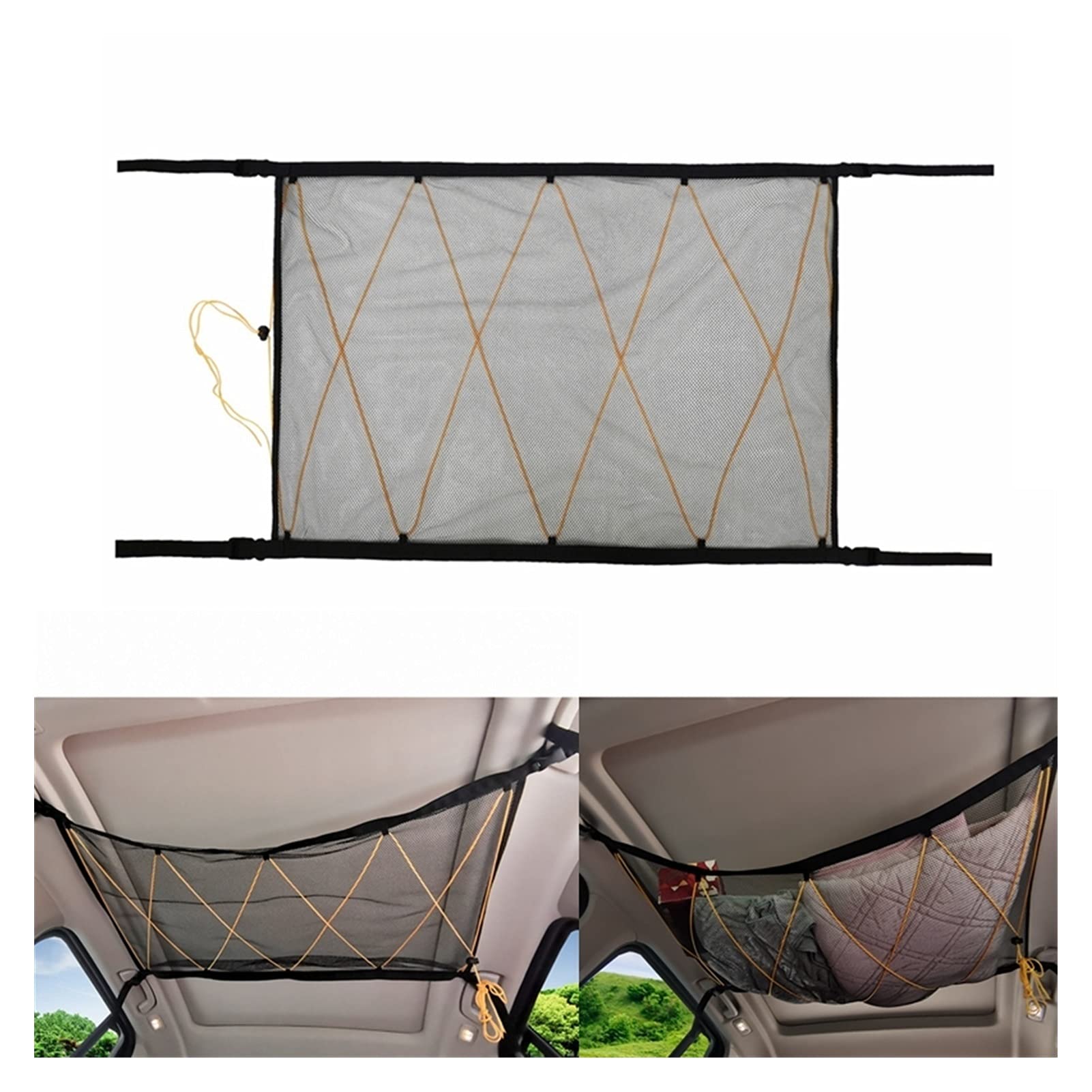 GepäCknetz Autodach,Auto Netz Dachhimmel Portable The Universal Car Decken Dach Innennetz Tasche Cargo Net Reißverschluss Aufbewahrungstasche Steigung Aufräumen(3) von AYKANING