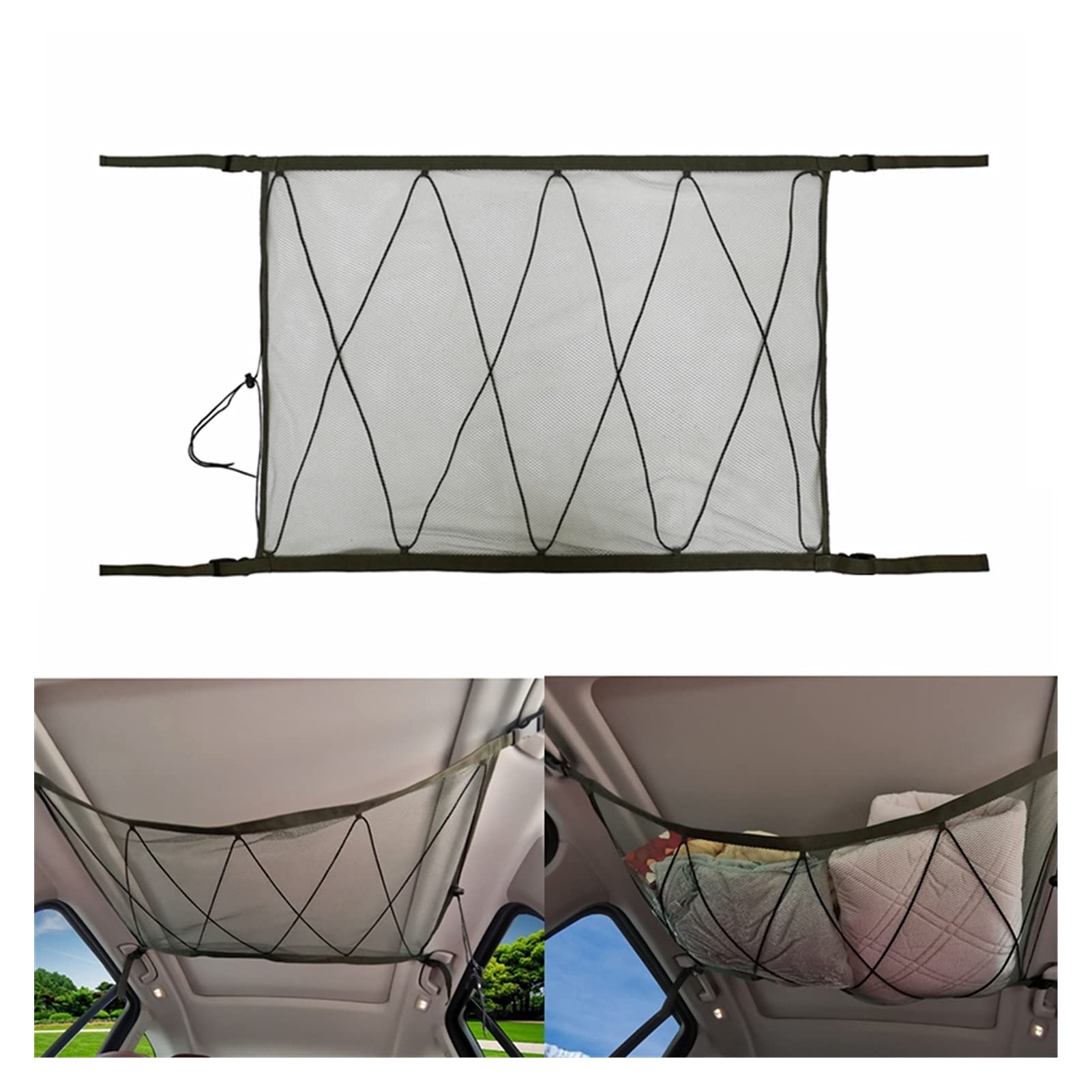 GepäCknetz Autodach,Auto Netz Dachhimmel Portable The Universal Car Decken Dach Innennetz Tasche Cargo Net Reißverschluss Aufbewahrungstasche Steigung Aufräumen(4) von AYKANING