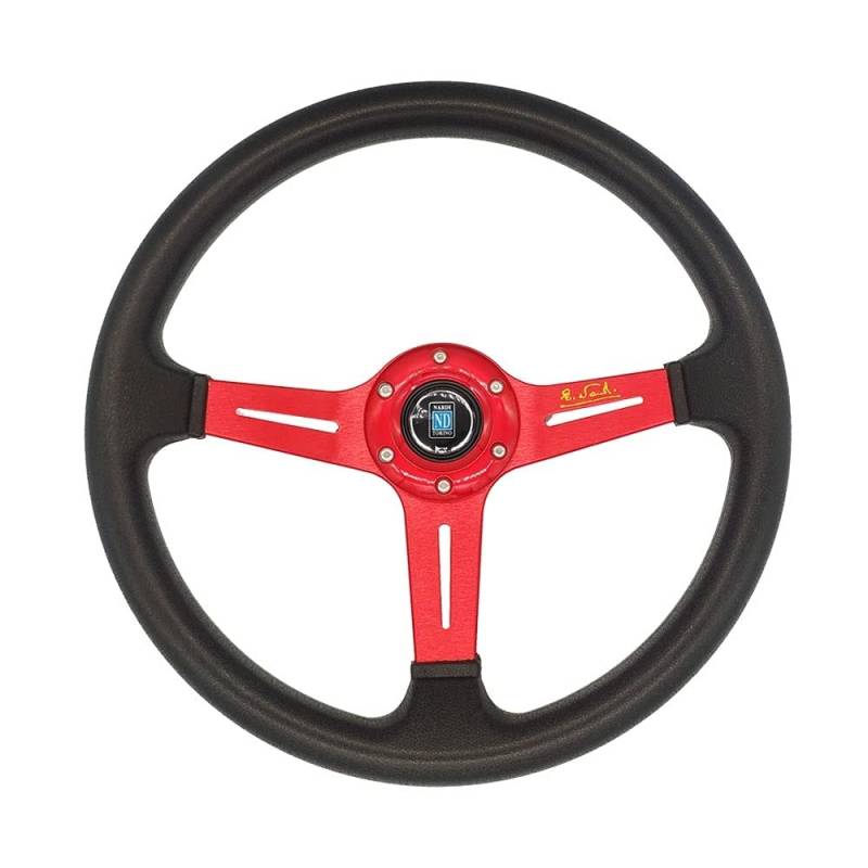 Steering Wheel,Rennlenkrad 14 Zoll Rennwagen Lenkrad kopieren Holzlenkrad mit schwarzem Speichen Klassisches Lenkrad(PU-red) von AYKANING