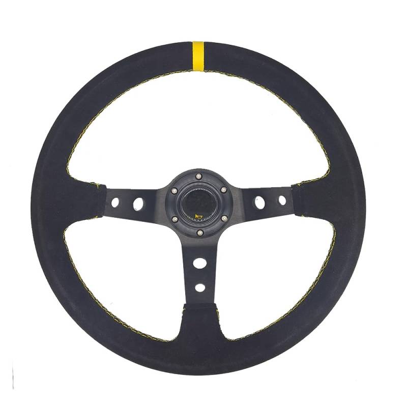 Steering Wheel,Rennlenkrad Universal 14 Zoll 350mm Auto Racing Lenkräder Deep Mais Drifting Sport Lenkrad(Black-Yellow) von AYKANING