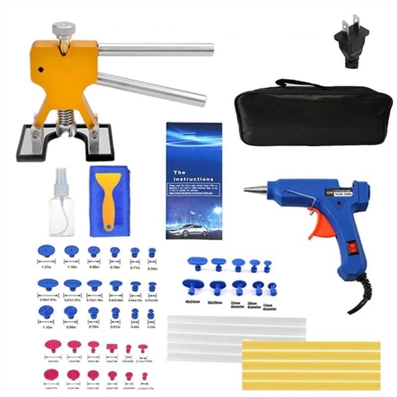 Dellenzieher，Dellen Reparaturset Auto Auto-Blech-Dellen-Reparatur-Werkzeug-Set, professionelle Werkstatt, Karosserie-Ausbeul-Abzieher-Set, Kfz-Wartungs-Renovierungs-Set(Kit 2-58Pcs(2 Plug)) von AYKNINGD