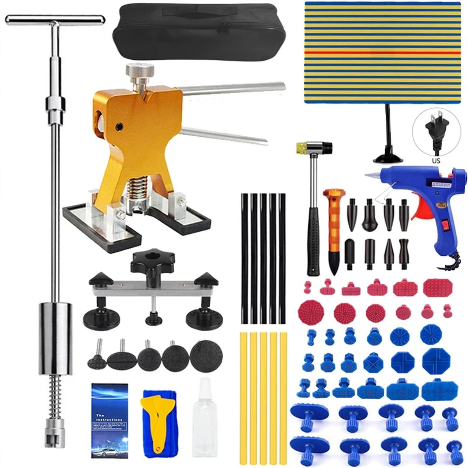 Dellenzieher，Dellen Reparaturset Auto Auto-Dellen-Reparatur-Werkzeug-Set, Auto-Körperblech, lackfreier Dent-Abzieher, Hagelgruben-Entferner, professionelles komplettes Handwerkzeug-Set(Kit 1-78Pcs(2 p von AYKNINGD