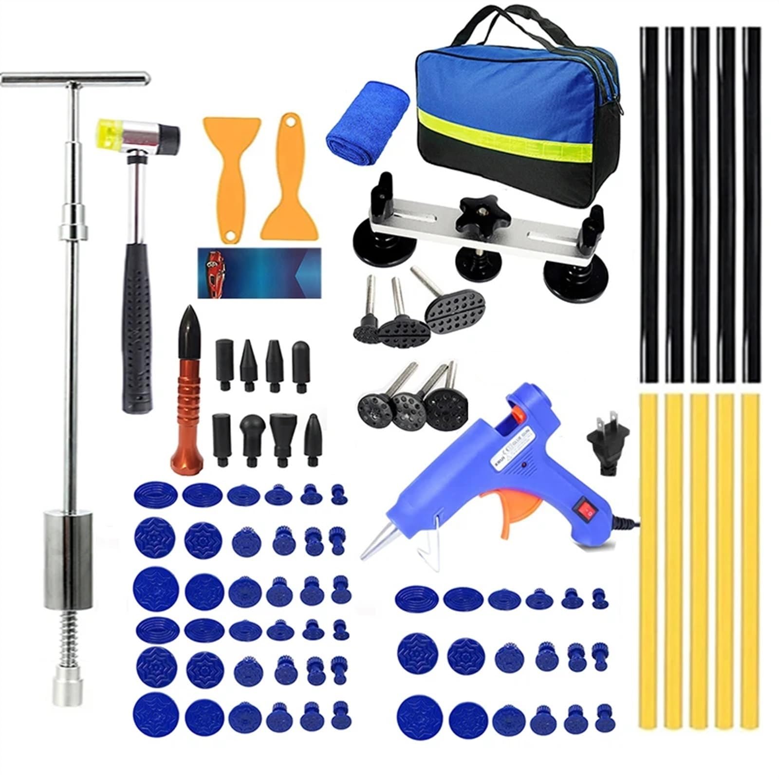 Dellenzieher，Dellen Reparaturset Auto Auto Dent Remover Kit Automotive Dent Reparatur Werkzeug Dent Puller Auto Paintless Reparatur Kits Körper Saugnapf Reparatur Werkzeuge for Auto(LG88PCS-A Plug) von AYKNINGD