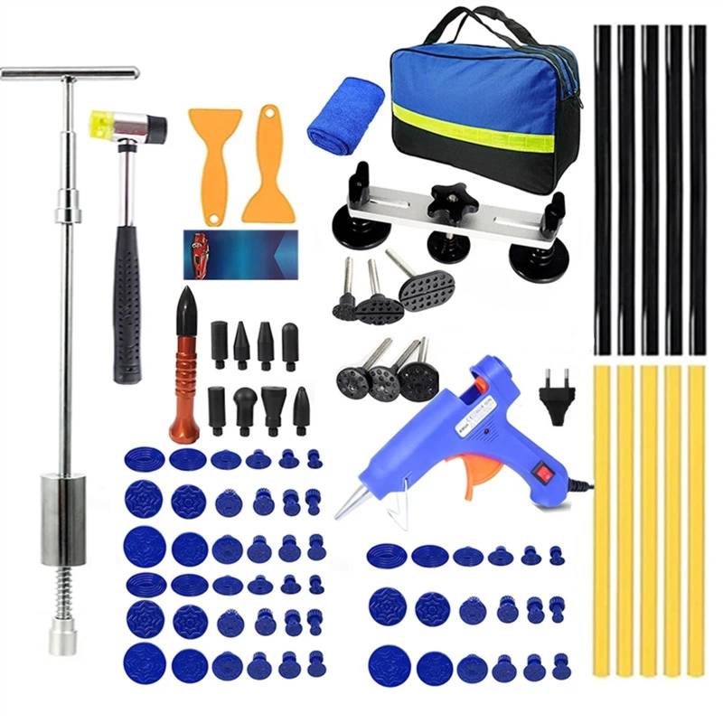 Dellenzieher，Dellen Reparaturset Auto Auto Dent Remover Kit Automotive Dent Reparatur Werkzeug Dent Puller Auto Paintless Reparatur Kits Körper Saugnapf Reparatur Werkzeuge for Auto(LG88PCS-B Plug) von AYKNINGD