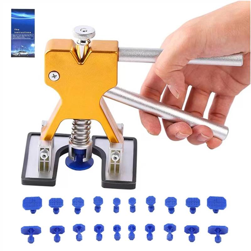 Dellenzieher，Dellen Reparaturset Auto Auto Karosserie Blech Paintless Dent Kunststoff Puller Kit Auto Hagel Grube Entfernung Reparatur Werkzeuge Auto Werkstatt Mehrere Größe Saugnapf(Puller with 20 Ta von AYKNINGD