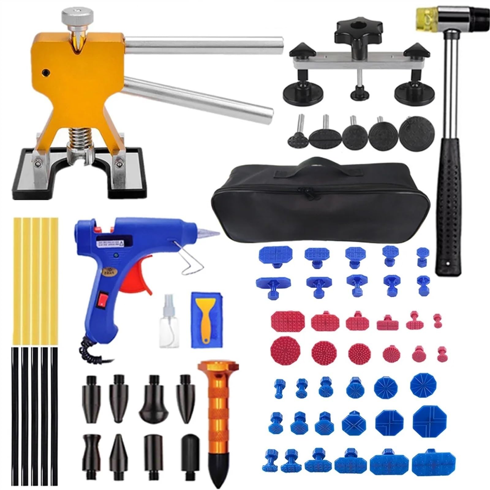 Dellenzieher，Dellen Reparaturset Auto Auto Körper Ausbeulen ohne Reparatur Werkzeug Auto Dent Reparatur Puller Mix Größe Saugnapf Puller Kit for Hand Wartung Renovieren Auto(Kit 1-76Pcs(1 Plug)) von AYKNINGD