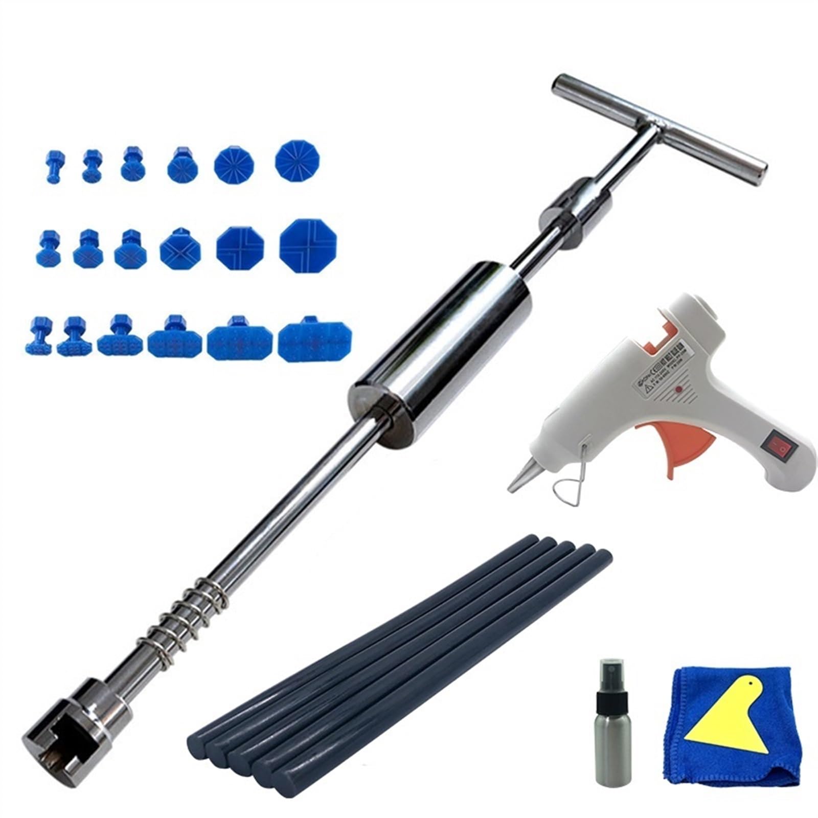 Dellenzieher，Dellen Reparaturset Auto Metallhammer, Karosserie-Dellenentfernungs-Abzieher-Werkzeug, for Herausnehmen von Brötchen, ausbeulfreies Dellen-Reparatur-Set, 18+, Saugnapf, Garagenwerkzeuge(S von AYKNINGD