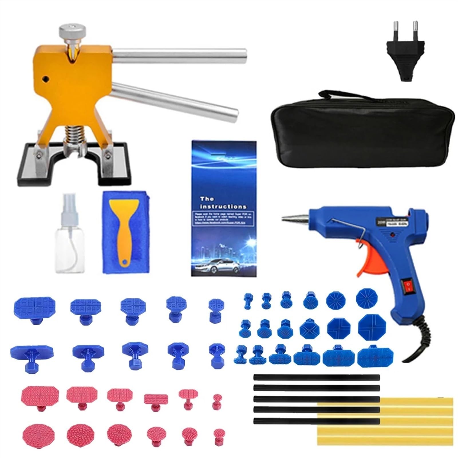 Dellenzieher，Dellen Reparaturset Auto Professionelle Auto Ausbeulen ohne Reparatur Kit Werkzeuge Saugnapf Auto Dent Puller Mit Kleber Puller Tabs Entfernung Werkzeug for fahrzeug Auto(Kit 2-58Pcs(1 Pl von AYKNINGD