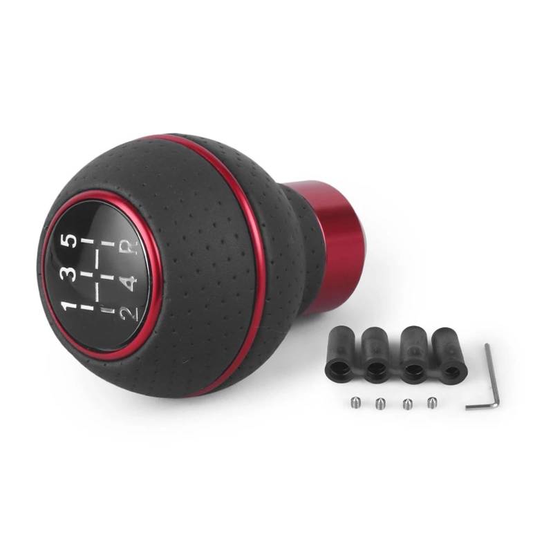 Schaltknauf,Gear Shift Knob 5 Gang Schaltknauf Kopf Stick Aluminium Auto Universal Schwarz Silber Rot Blau (Red) von AYKNINGD