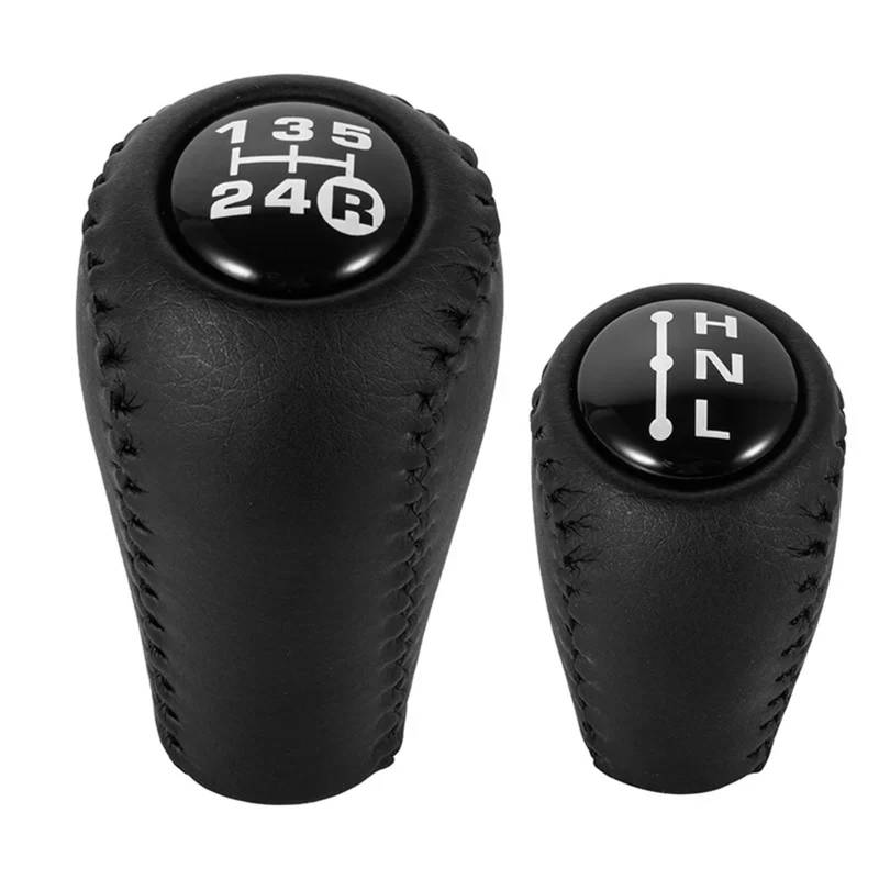 Schaltknauf,Gear Shift Knob Schaltknauf, 5-Gang-Schaltgetriebe, Leder-Transfer-Gangschaltung(Black Set) von AYKNINGD