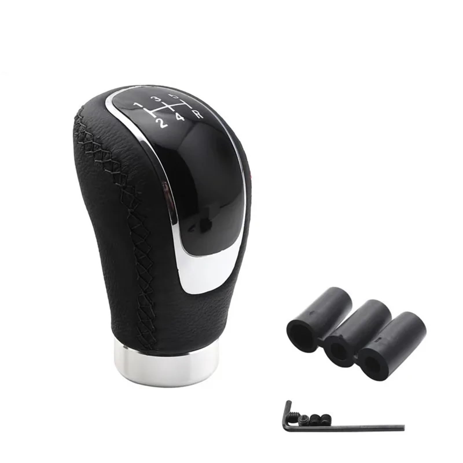 Schaltknauf,Gear Shift Knob Universal 5/6 Gang Schaltknauf Shifter Hebel Griff Stick PU Leder Auto Zubehör for Alle Manuellen Auto(Speed 5 Black) von AYKNINGD