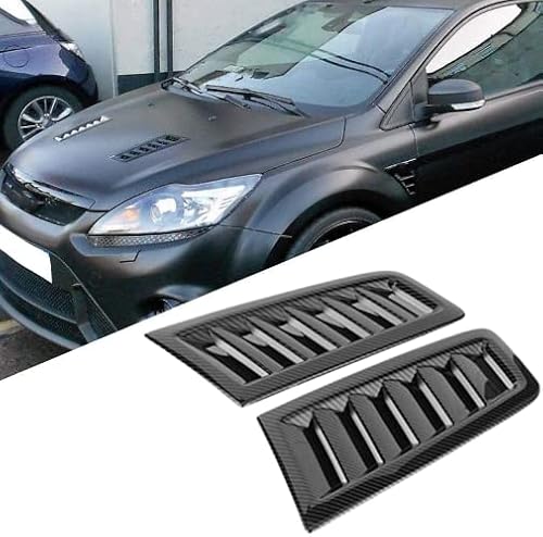 2 STÜCKE Autohaubenentlüftungsöffnungen Universal-Lamellenhaube, Autoaußenteile, Autoverkleidungs-Lufthauben-Belüftungshaube für Focus RS MK2(Kohlefaser) von AYNEFY