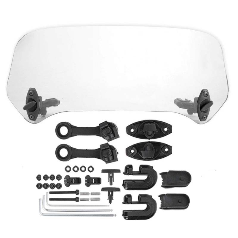 Motorrad Windschutzscheiben Universalverlängerung, 28 cm Windschutzscheiben modifizierter Spoiler Abweiser, scheibenmodifizierter Spoiler Windabweiser hinzufügen(Transparent klein) von AYNEFY